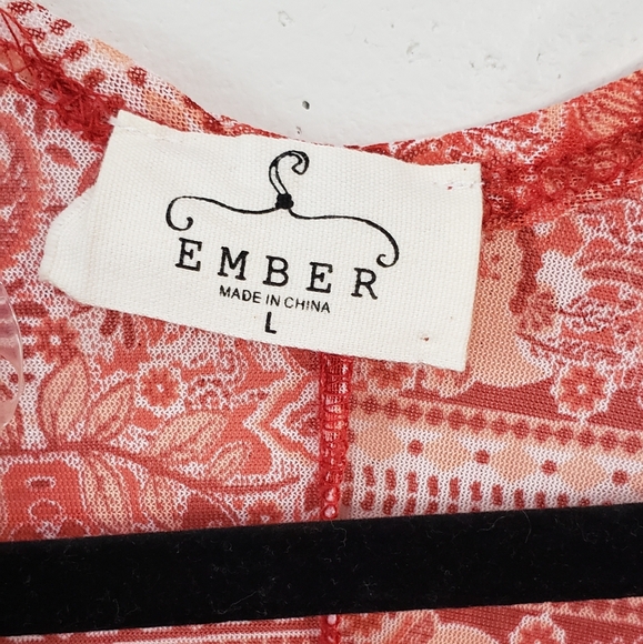 Ember Red Paisley Print Fringe Kimono size Large or One Size Fits Most - Picture 2 of 7